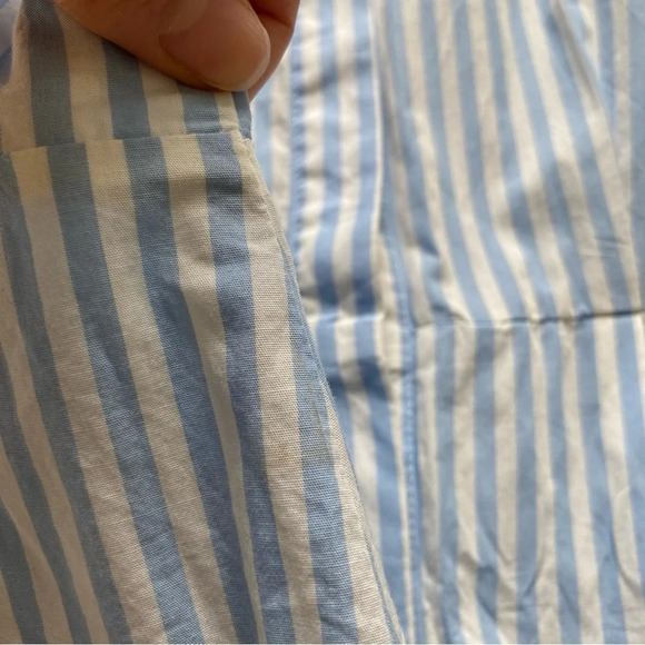 H&M 100% Cotton Striped Blue White Collared  Preppy Open Back Mini Dress Size 6 - Picture 11 of 16